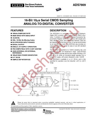 ADS7809UBG4 datasheet  